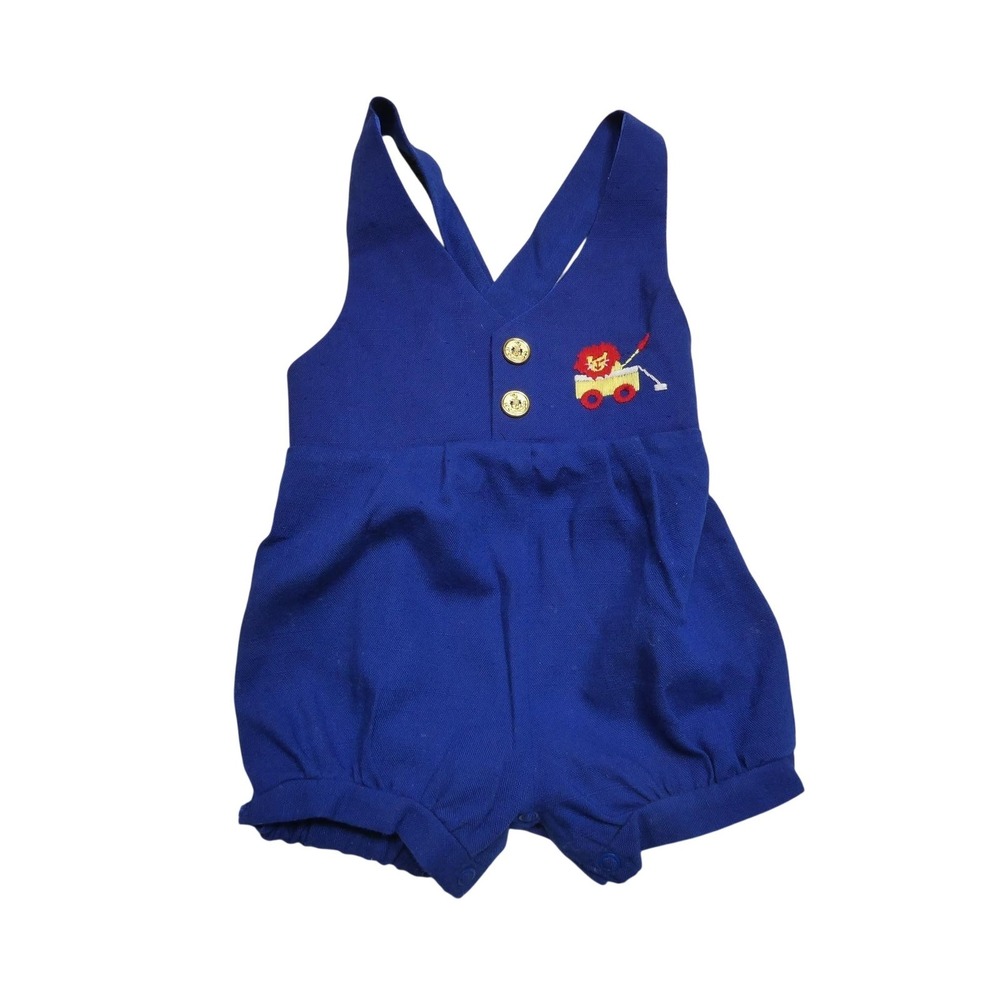 VINTAGE One Piece Romper Baby Boys 9-12 Months Blue Bubble Shorts Made USA